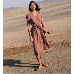 Olive Green Linen Wrap Dress